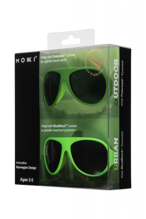 Ochelari de soare pentru copii MOKKI Click u0026 Change, protectie UV, verde, 2-5 ani, set 2 perechi [11]