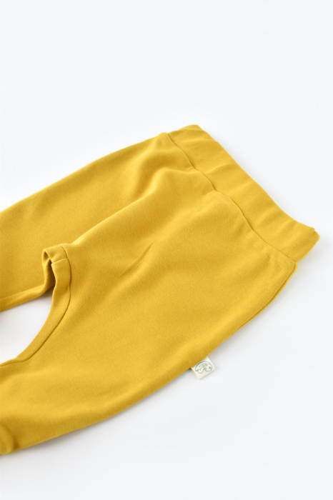 Pantaloni Bebe Unisex din bumbac organic Galben BabyCosy [2]