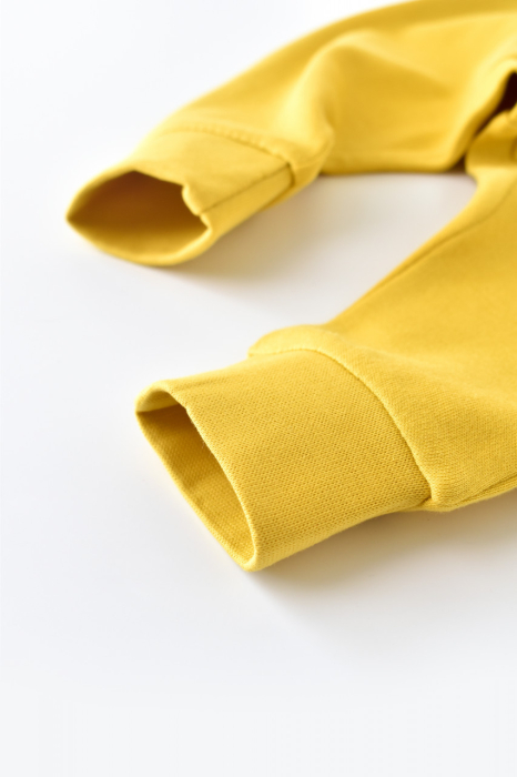 Pantaloni Bebe Unisex din bumbac organic Galben deschis BabyCosy [5]