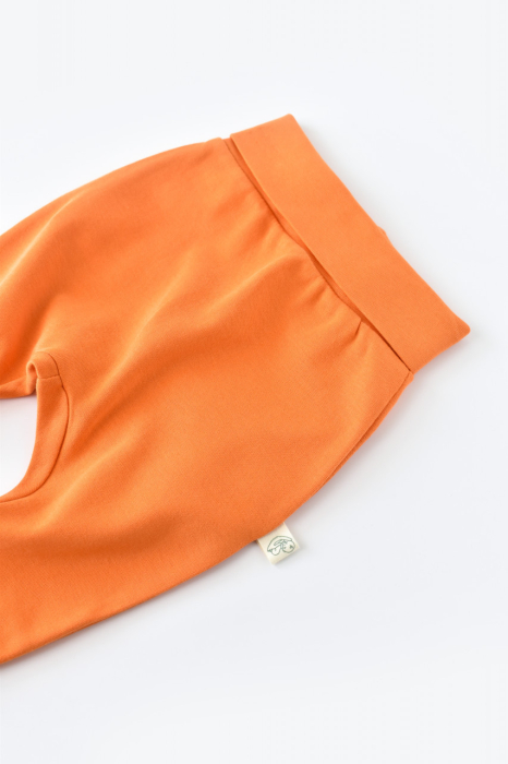 Pantaloni Bebe Unisex din bumbac organic Portocaliu BabyCosy [2]