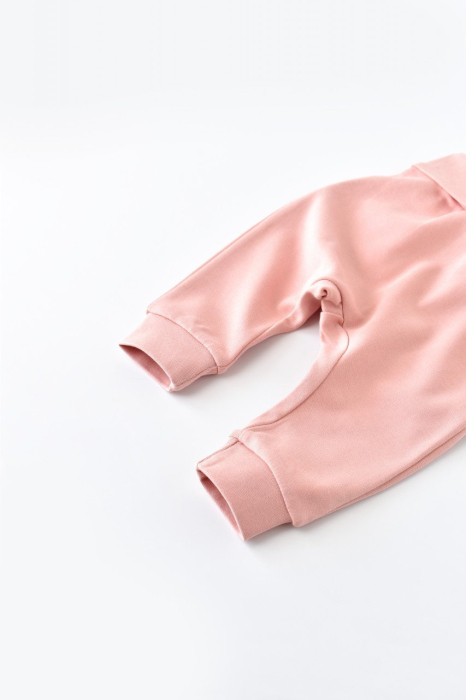Pantaloni Bebe Unisex din bumbac organic Roz pudra BabyCosy [5]