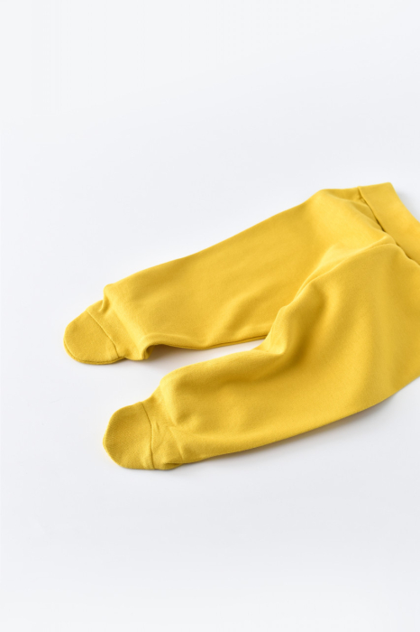Pantaloni cu Botosei - Bumbac organic Galben pal BabyCosy [4]