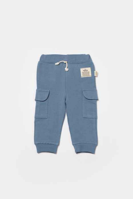 Pantaloni cu buzunare laterale, Two thread, 100%bumbac organic - Indigo, BabyCosy [2]