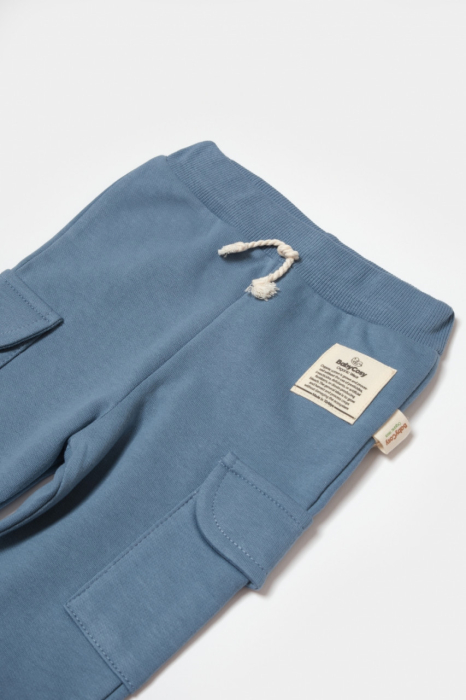 Pantaloni cu buzunare laterale, Two thread, 100%bumbac organic - Indigo, BabyCosy [4]