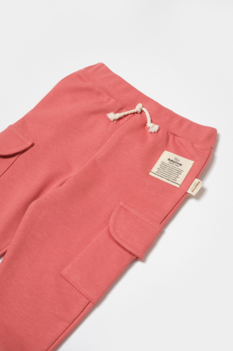 Pantaloni cu buzunare laterale, Two thread, 100%bumbac organic - Rose, BabyCosy [4]