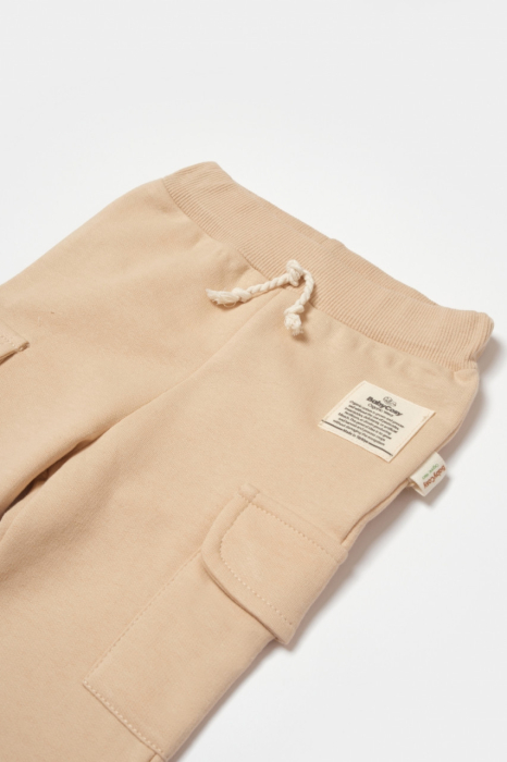 Pantaloni cu buzunare laterale, Two thread, 100%bumbac organic - Stone, BabyCosy [4]