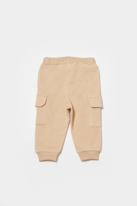 Pantaloni cu buzunare laterale, Two thread, 100%bumbac organic - Stone, BabyCosy [3]
