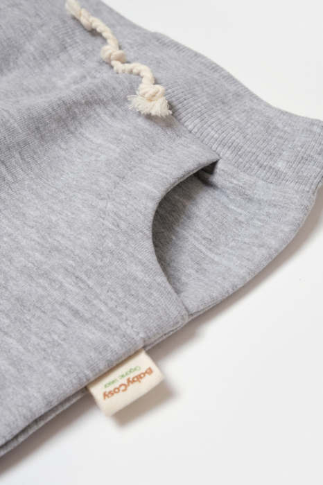 Pantaloni lungi, Two thread, 100%bumbac organic - Gri, BabyCosy [5]