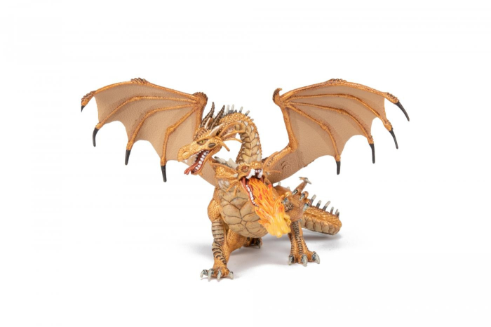 PAPO FIGURINA DRAGON CU DOUA CAPETE AURIU [2]