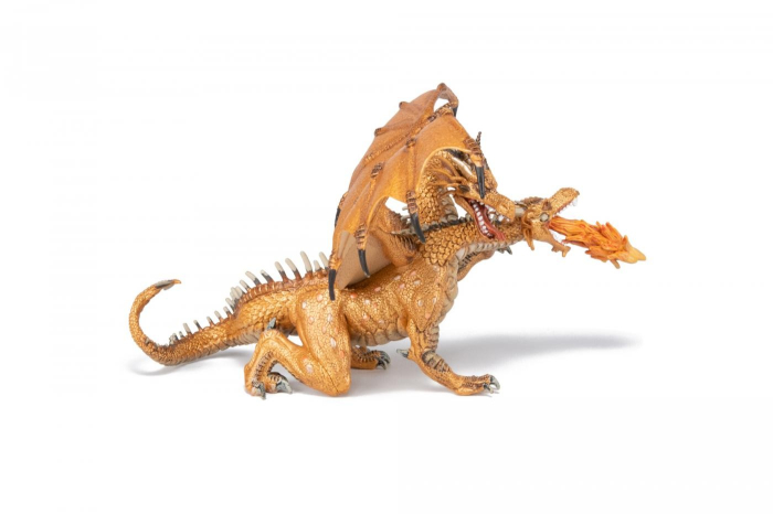 PAPO FIGURINA DRAGON CU DOUA CAPETE AURIU [4]