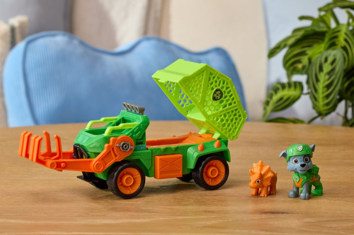 PATRULA CATELUSILOR FILMUL CU DINOZAURI SET DINO VEHICUL CAMION DE RECICLARE CU FIGURINA ROCKY SI ACCESORII 15CM [7]
