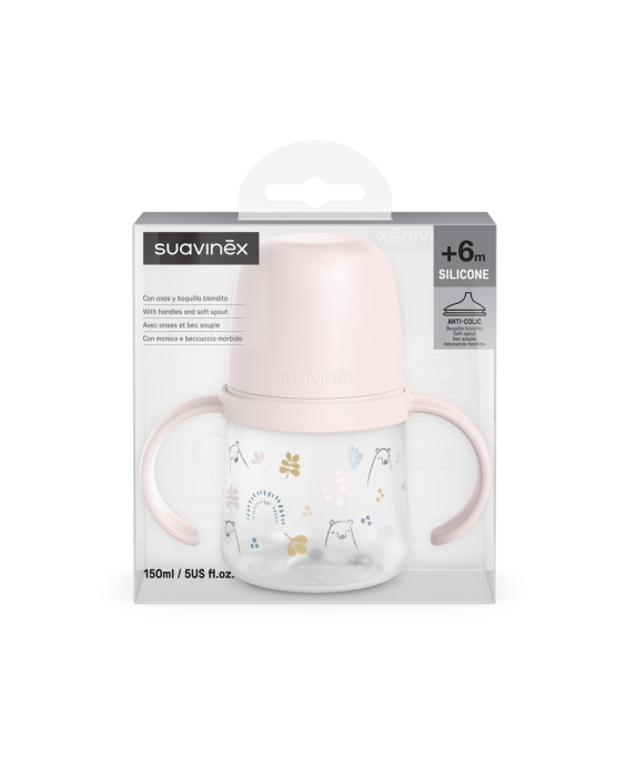 Prima cană cu muștiuc din silicon 150 ml, +4l, Bears, roz, Suavinex [2]