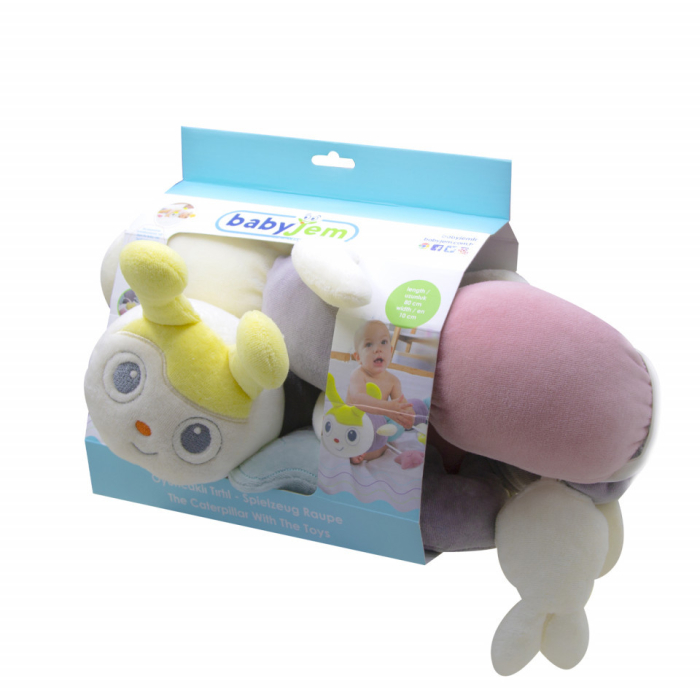 Protectie laterala multifunctionala cu jucarii din plus BabyJem Caterpilar (Culoare: Roz) [2]