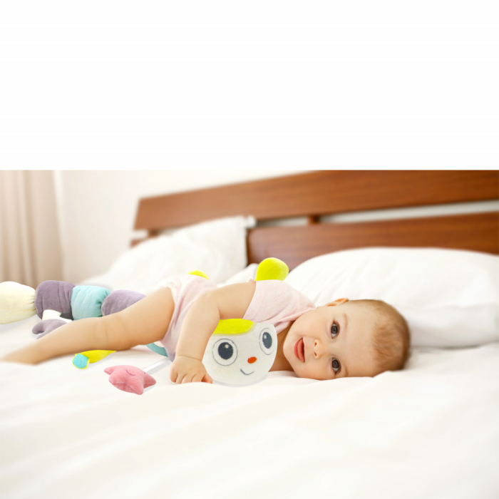 Protectie laterala multifunctionala cu jucarii din plus BabyJem Caterpilar (Culoare: Roz) [4]