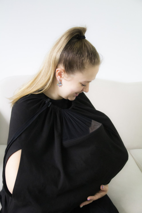 Sal pentru alaptare cu fereastra din tul BabyJem (Culoare: Gri) [8]