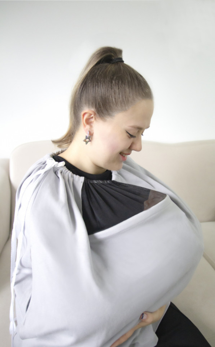 Sal pentru alaptare cu fereastra din tul BabyJem (Culoare: Gri) [2]