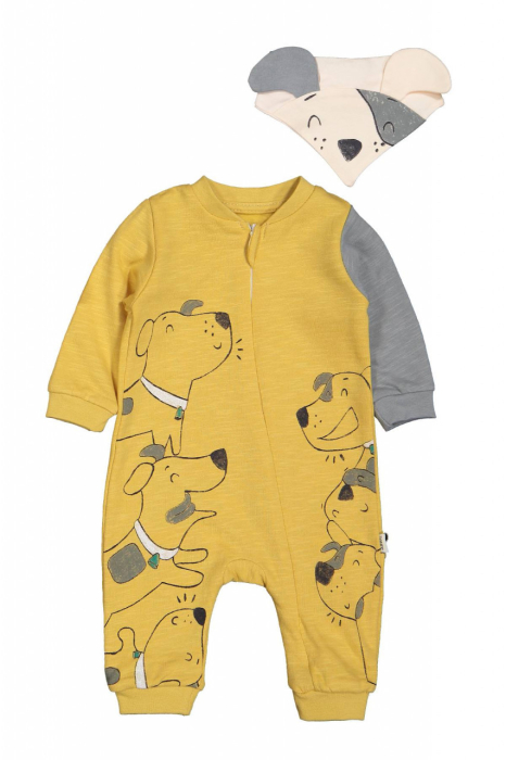 Salopeta cu baveta pentru bebelusi Dogs, Tongs baby - Albastru [3]