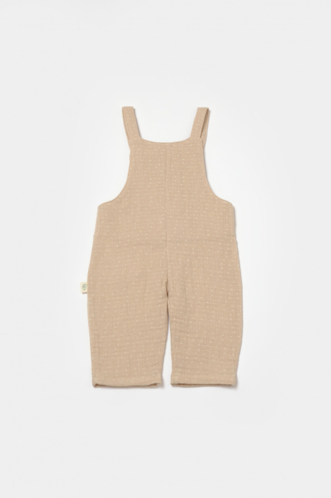 Salopeta cu bretele si buzunar, 100% bumbac - Apricot, BabyCosy [3]