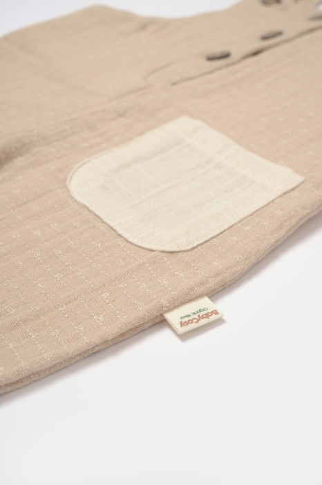 Salopeta cu bretele si buzunar, 100% bumbac - Apricot, BabyCosy [4]