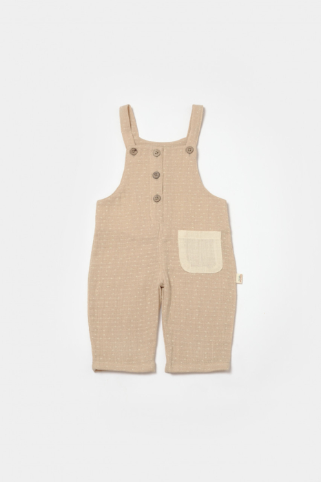 Salopeta cu bretele si buzunar, 100% bumbac - Apricot, BabyCosy [2]