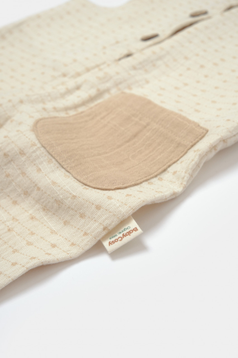 Salopeta cu bretele si buzunar, 100% bumbac - Stone, BabyCosy [5]