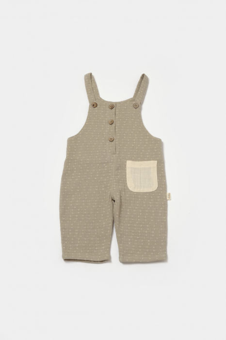 Salopeta cu bretele si buzunar, 100% bumbac - Verde, BabyCosy [2]