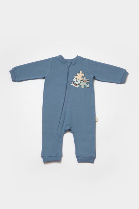 Salopeta cu fermoar, Two thread, BabyCosy, 100% bumbac organic, Indigo [3]