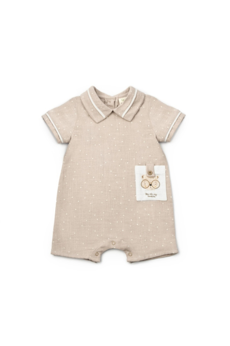 Salopeta cu guler TeddyBear, BabyCosy, 100% bumbac organic [2]