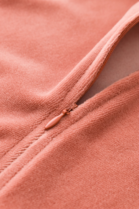 Salopeta cu maneca lunga si fermoar din 80%bumbac organic si 20% poliester - Caramiziu, BabyCosy [5]