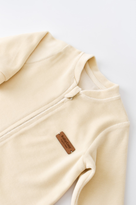 Salopeta cu maneca lunga si fermoar din 80%bumbac organic si 20% poliester -Crem, BabyCosy [3]