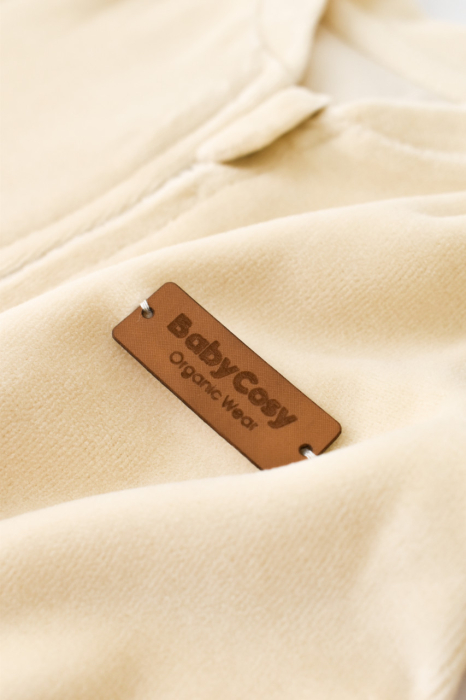 Salopeta cu maneca lunga si fermoar din 80%bumbac organic si 20% poliester -Crem, BabyCosy [6]