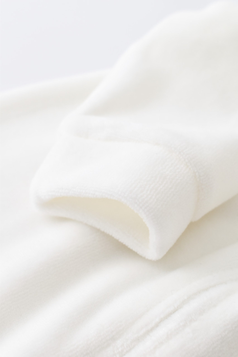 Salopeta cu maneca lunga si fermoar din 80%bumbac organic si 20% poliester - Ecru, BabyCosy [4]