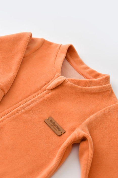 Salopeta cu maneca lunga si fermoar din 80%bumbac organic si 20% poliester - Portocaliu, BabyCosy [3]
