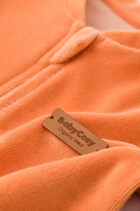 Salopeta cu maneca lunga si fermoar din 80%bumbac organic si 20% poliester - Portocaliu, BabyCosy [5]