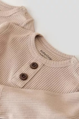 Salopeta cu maneca lunga si pantaloni lungi din bumbac organic si modal - Blush BabyCosy [2]
