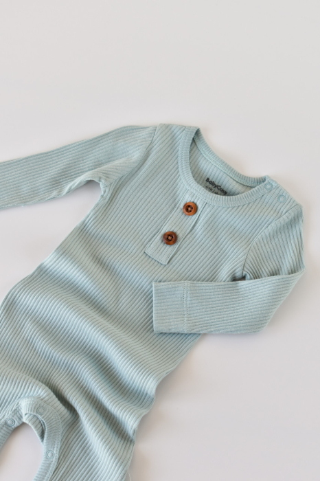 Salopeta cu maneca lunga si pantaloni lungi din bumbac organic si modal - Mint BabyCosy [4]