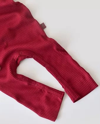 Salopeta cu maneca lunga si pantaloni lungi din bumbac organic si modal - Rosu BabyCosy [2]
