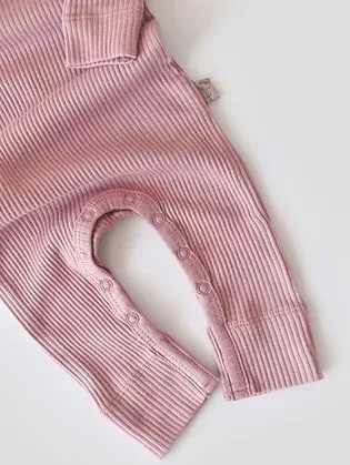 Salopeta cu maneca lunga si pantaloni lungi din bumbac organic si modal - Roz BabyCosy [3]