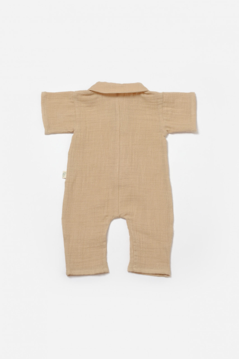 Salopeta cu maneca scurta si nasturei Sheep, 100% bumbac - Apricot, BabyCosy [3]