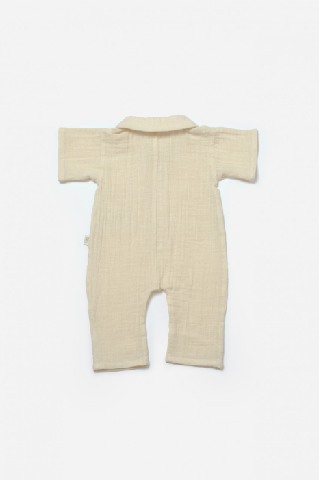 Salopeta cu maneca scurta si nasturei Sheep, 100% bumbac - Stone, BabyCosy [2]