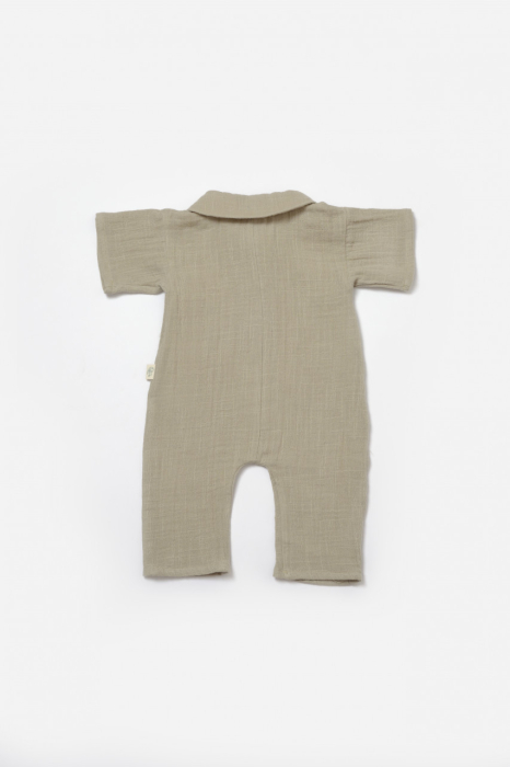 Salopeta cu maneca scurta si nasturei Sheep, 100% bumbac - Verde, BabyCosy [3]