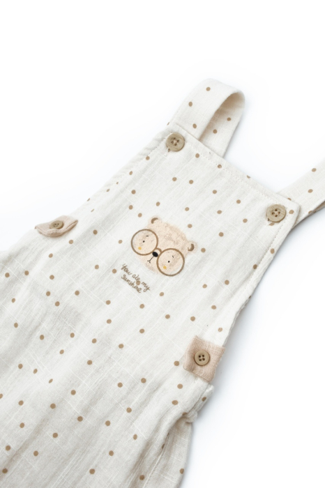 Salopeta cu palariuta TeddyBear, BabyCosy, 100% bumbac organic [4]