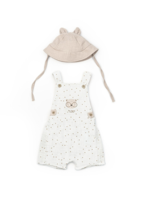 Salopeta cu palariuta TeddyBear, BabyCosy, 100% bumbac organic [2]