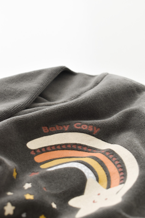 Salopeta Curcubeu cu maneca lunga si botosei din 80%bumbac organic si 20% poliester - Antracit, BabyCosy [6]