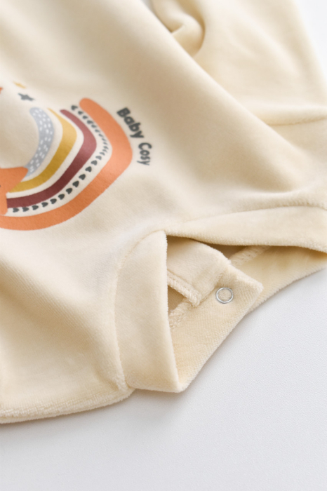 Salopeta Curcubeu cu maneca lunga si botosei din 80%bumbac organic si 20% poliester - Crem, BabyCosy [5]