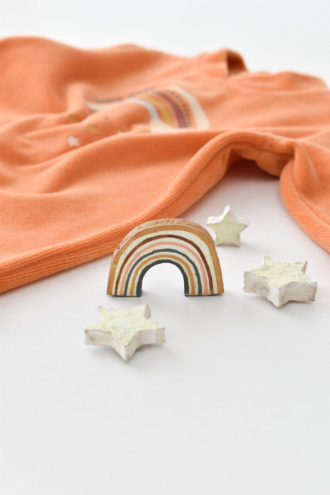 Salopeta Curcubeu cu maneca lunga si botosei din 80%bumbac organic si 20% poliester - Portocaliu, BabyCosy [8]