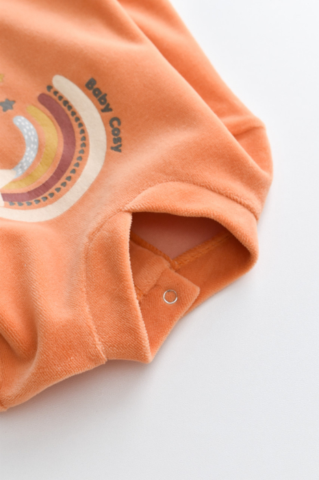 Salopeta Curcubeu cu maneca lunga si botosei din 80%bumbac organic si 20% poliester - Portocaliu, BabyCosy [4]