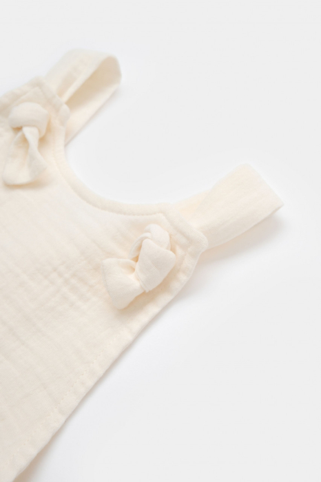 Salopeta de vara cu pantaloni lungi din muselina, BabyCosy, 100%bumbac, ecru [7]