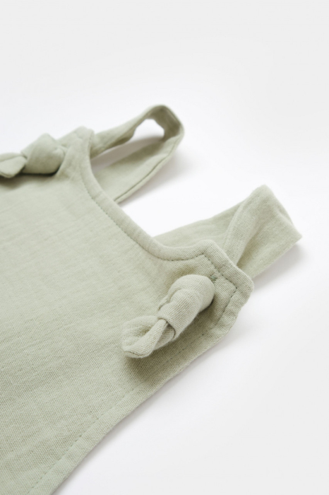 Salopeta de vara cu pantaloni lungi din muselina, BabyCosy, 100% bumbac organic, verde [7]