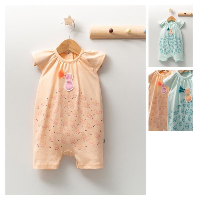 Salopeta de vara pentru bebelusi Peacock, Tongs baby - Somon [2]